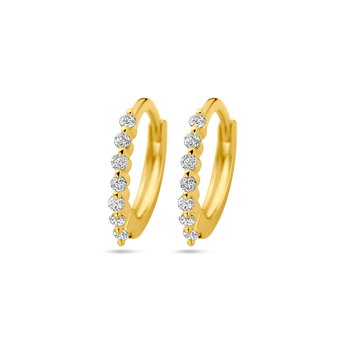 Klapoorringen zirkonia 1 micron zilver verguld (geel)