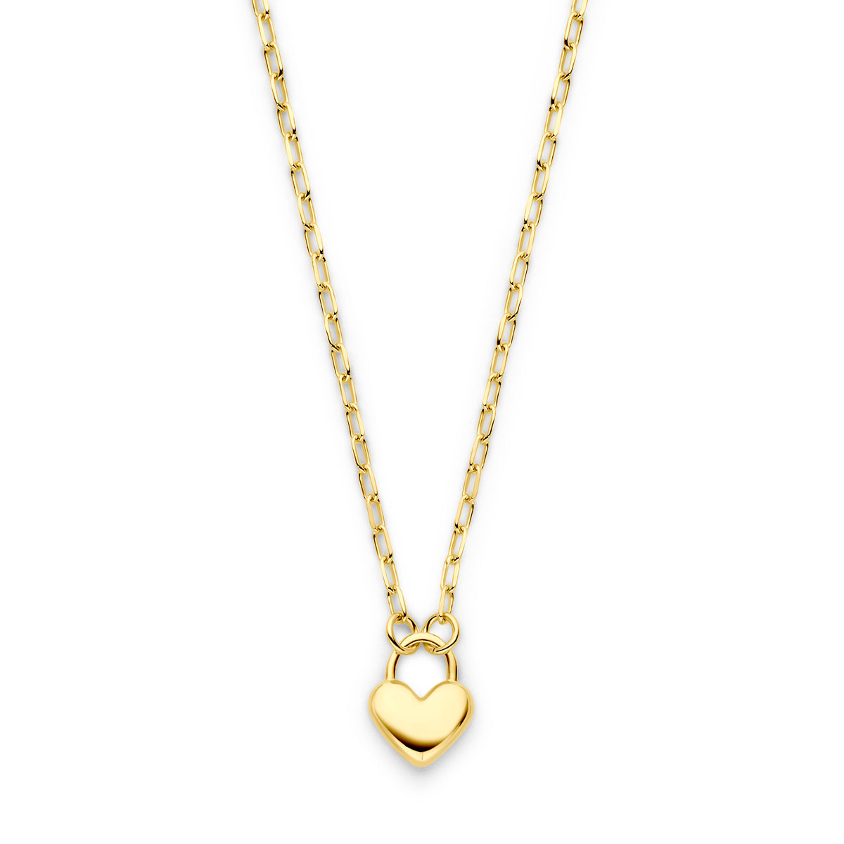 Collier hart 2 mm 41 + 5 cm 3 micron zilver verguld (geel)