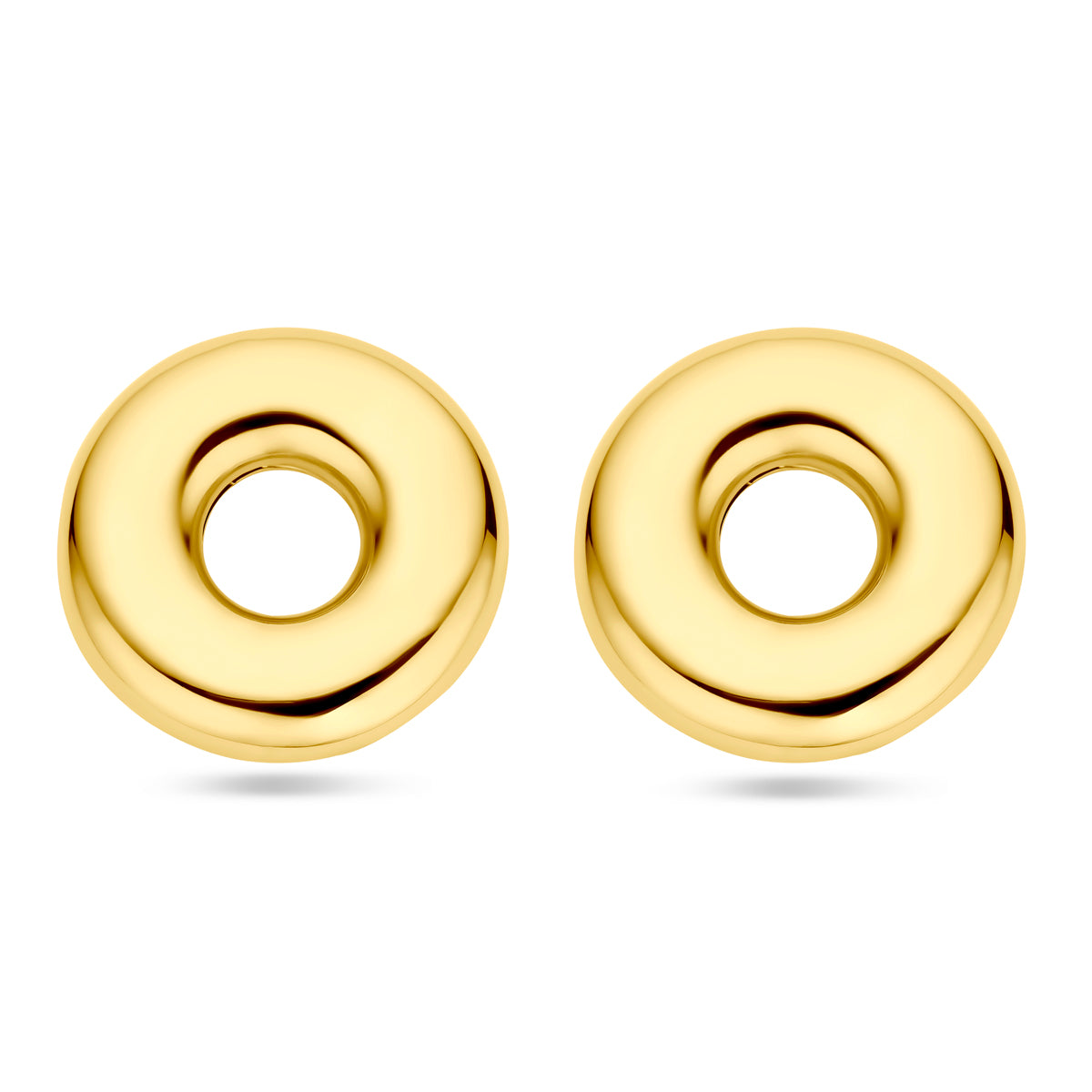 Oorknoppen rondje 32 mm 1 micron zilver verguld (geel)