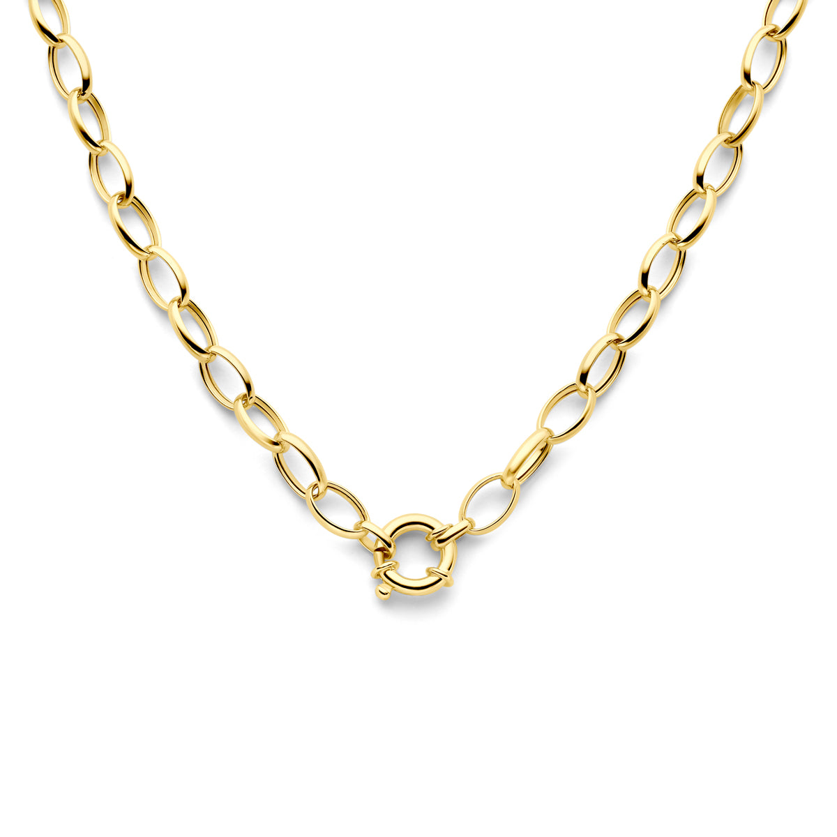 Collier 8,3 mm 45 cm met groot springslot 3 micron zilver verguld (geel)