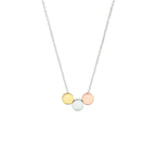 Collier rondjes 41 + 4 cm zilver verguld (tricolor geel/rosé/rhodium)