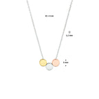 Collier rondjes 41 + 4 cm zilver verguld (tricolor geel/rosé/rhodium)