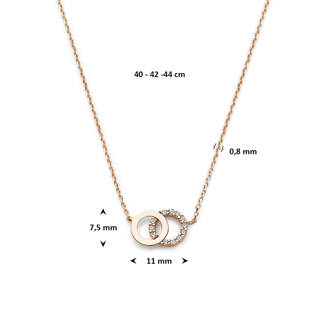 Halskette rund Zirkonia 40 - 42 - 44 cm 14K Roségold