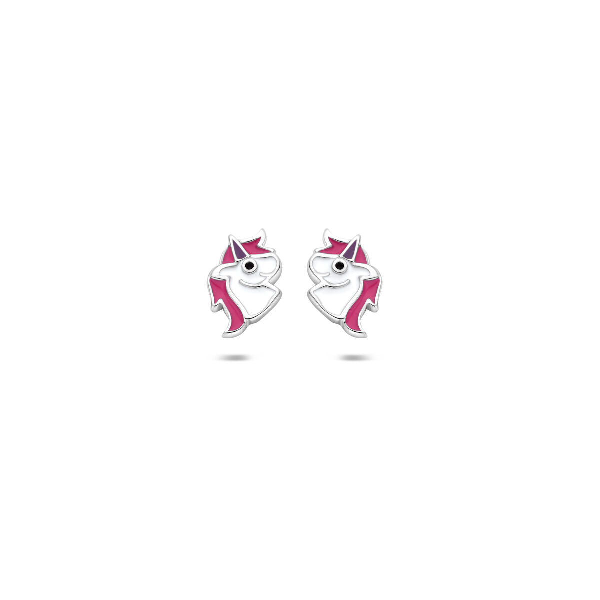 Ohrstecker Emaille Einhorn 6,5 mm rhodiniert Silber