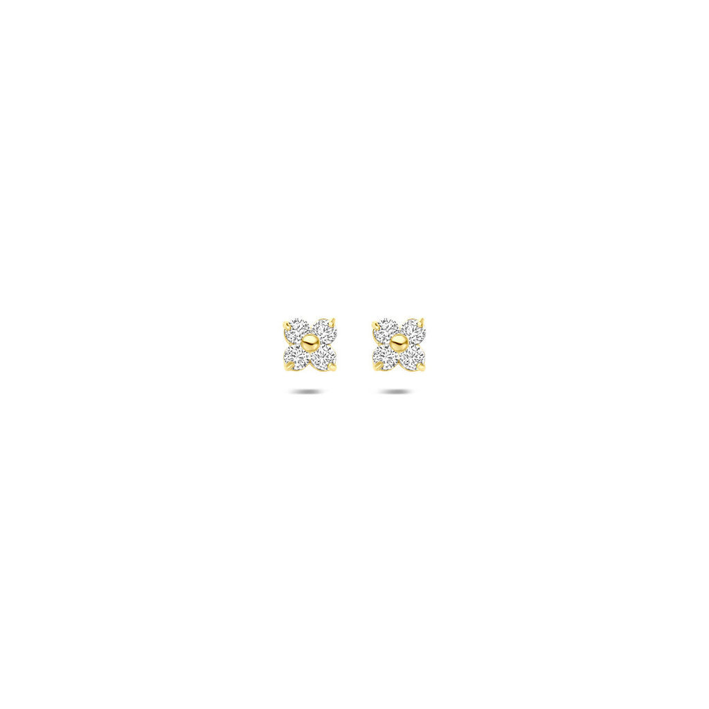 Ohrstecker Blume Zirkonia 3,5 mm 14K Gelbgold