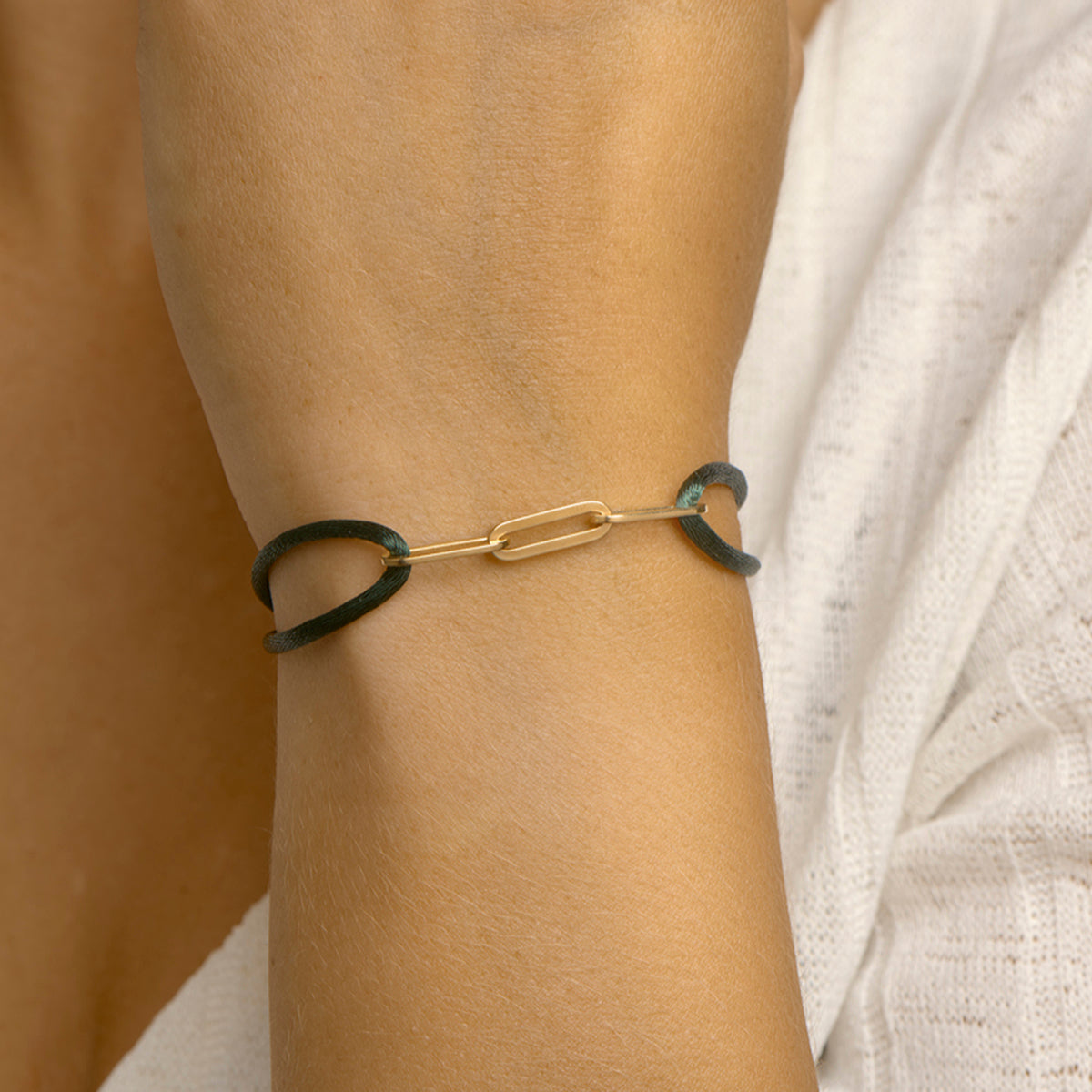 Armband satijn zilver verguld (met rubber/nylon/etc.)