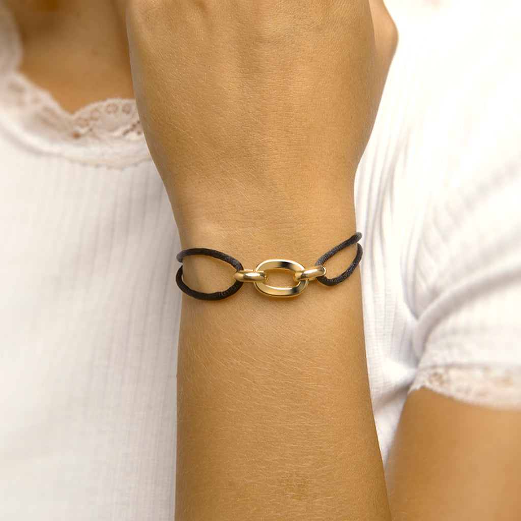 Armband satijn zilver verguld (met rubber/nylon/etc.)