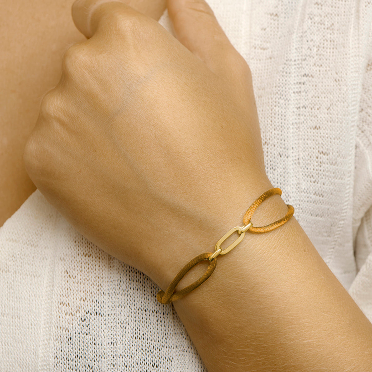 Armband satijn zilver verguld (met rubber/nylon/etc.)