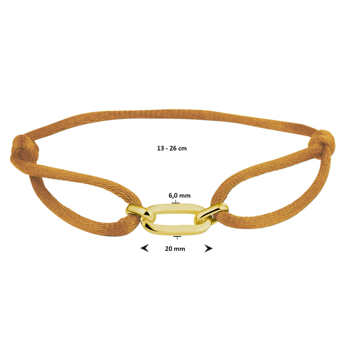 Armband satijn zilver verguld (met rubber/nylon/etc.)