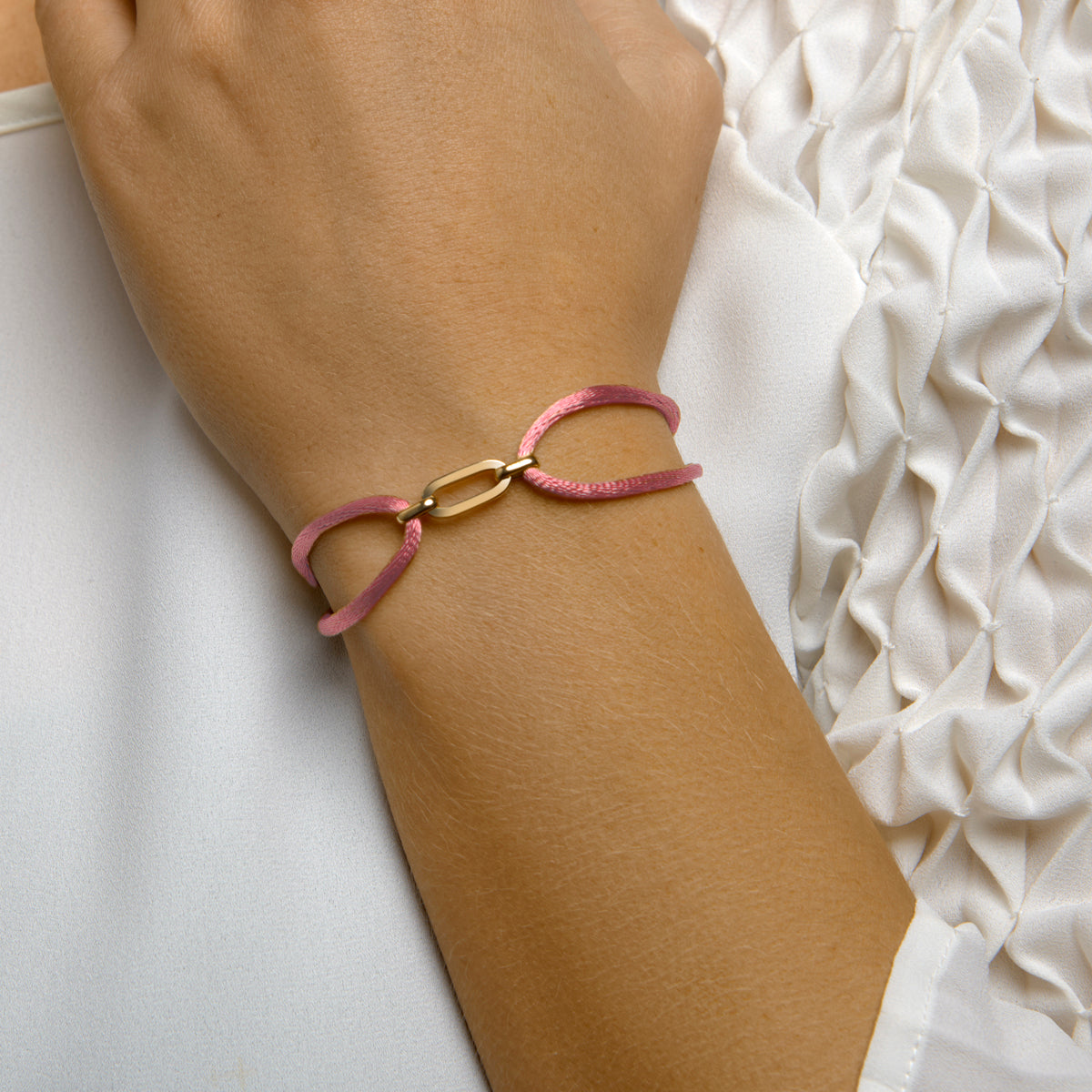 Armband satijn zilver verguld (met rubber/nylon/etc.)