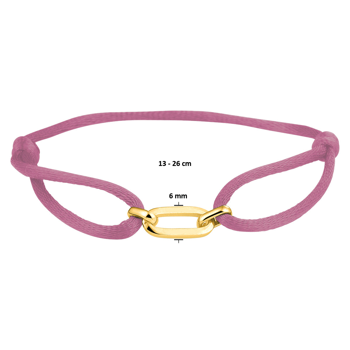 Armband satijn zilver verguld (met rubber/nylon/etc.)