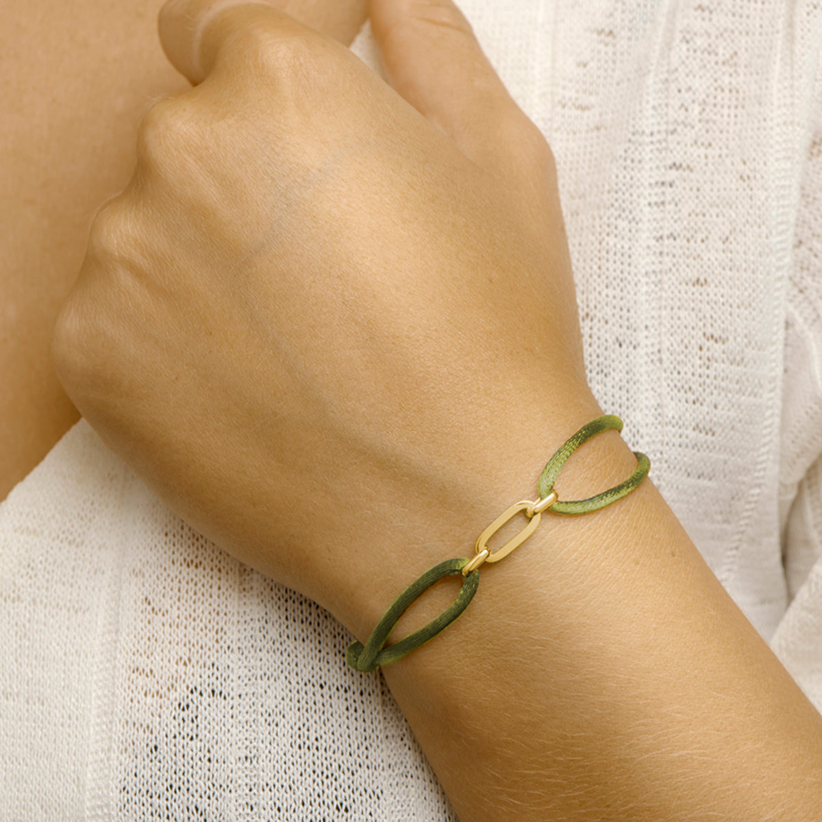 Armband satijn zilver verguld (met rubber/nylon/etc.)