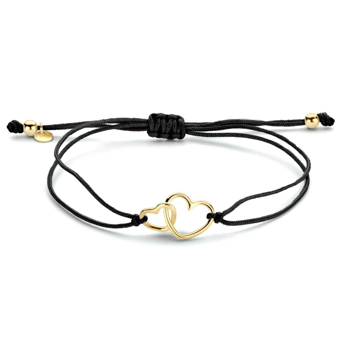 Armband katoen hartjes zilver verguld (met rubber/nylon/etc.)