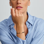 Armband katoen hartjes zilver verguld (met rubber/nylon/etc.)