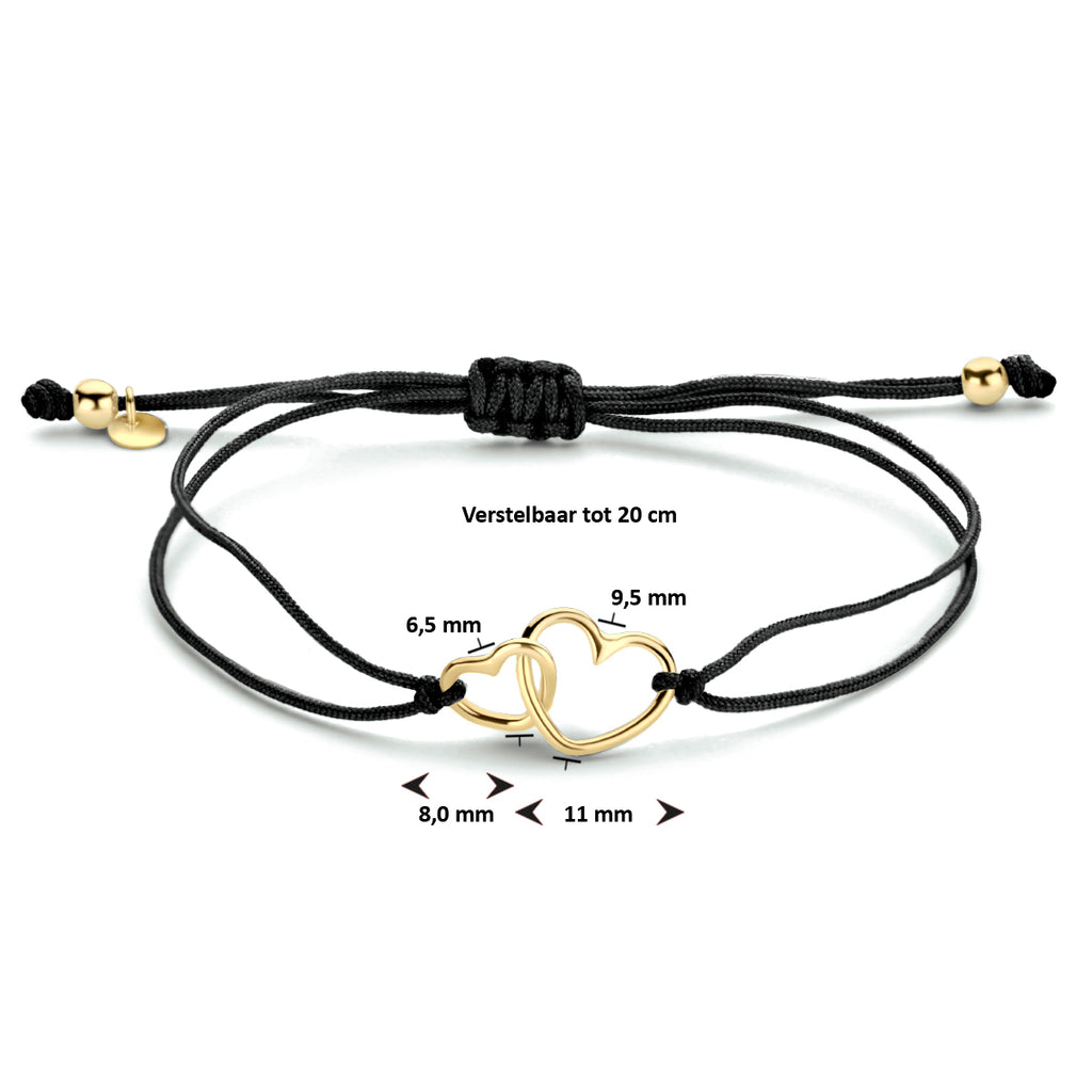 Armband katoen hartjes zilver verguld (met rubber/nylon/etc.)