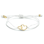Armband katoen hartjes zilver verguld (met rubber/nylon/etc.)