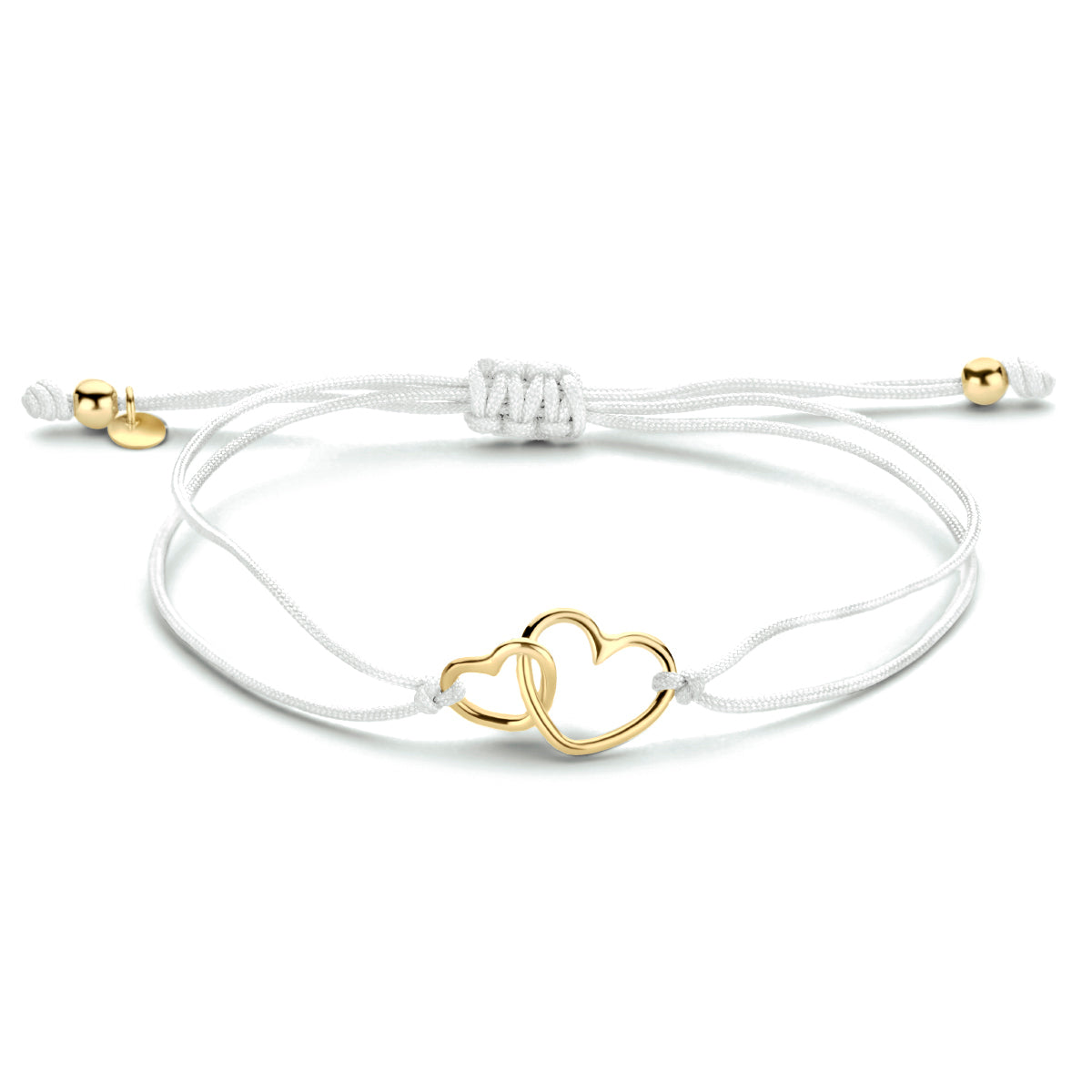 Armband katoen hartjes zilver verguld (met rubber/nylon/etc.)