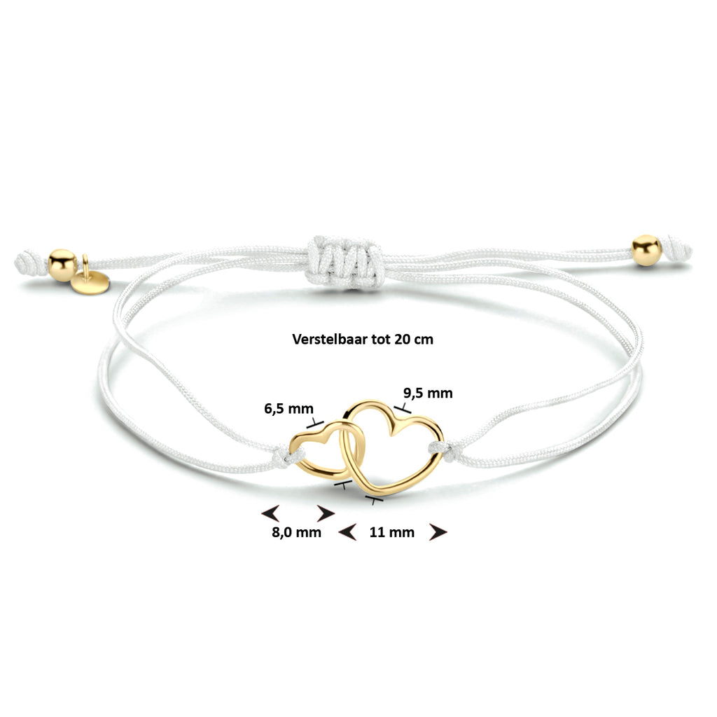 Armband katoen hartjes zilver verguld (met rubber/nylon/etc.)