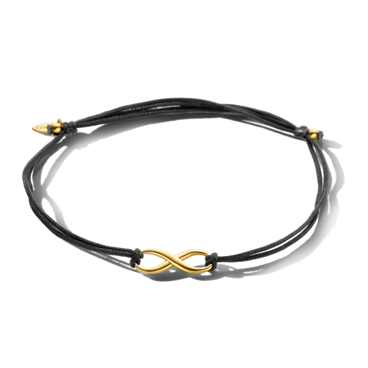 Armband katoen infinity 22 cm zilver verguld (met rubber/nylon/etc.)