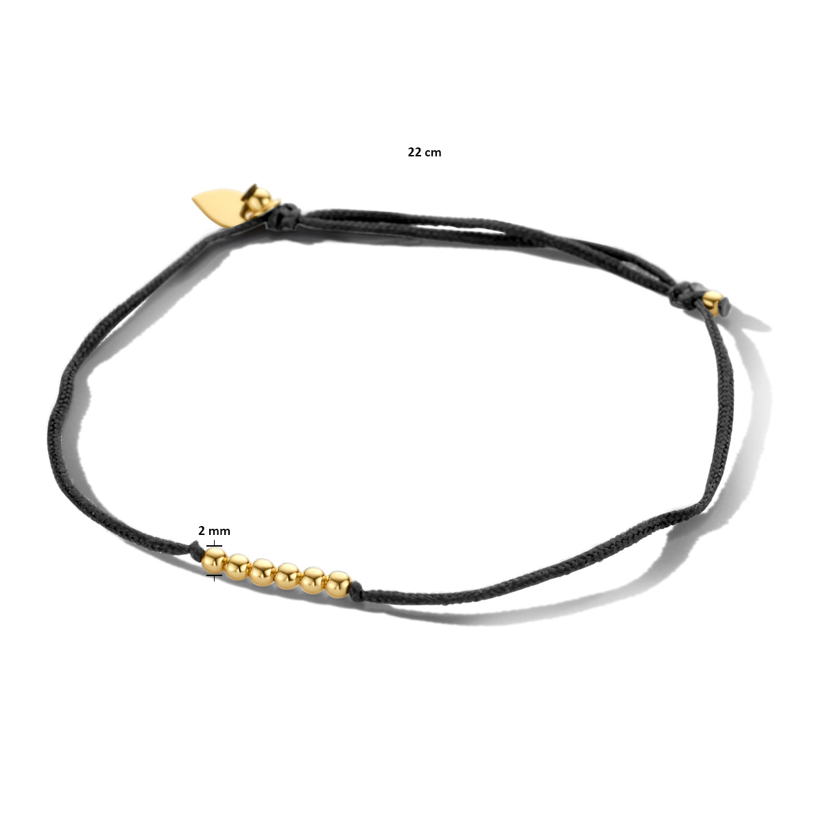 Armband katoen bolletjes 22cm zilver verguld (met rubber/nylon/etc.)