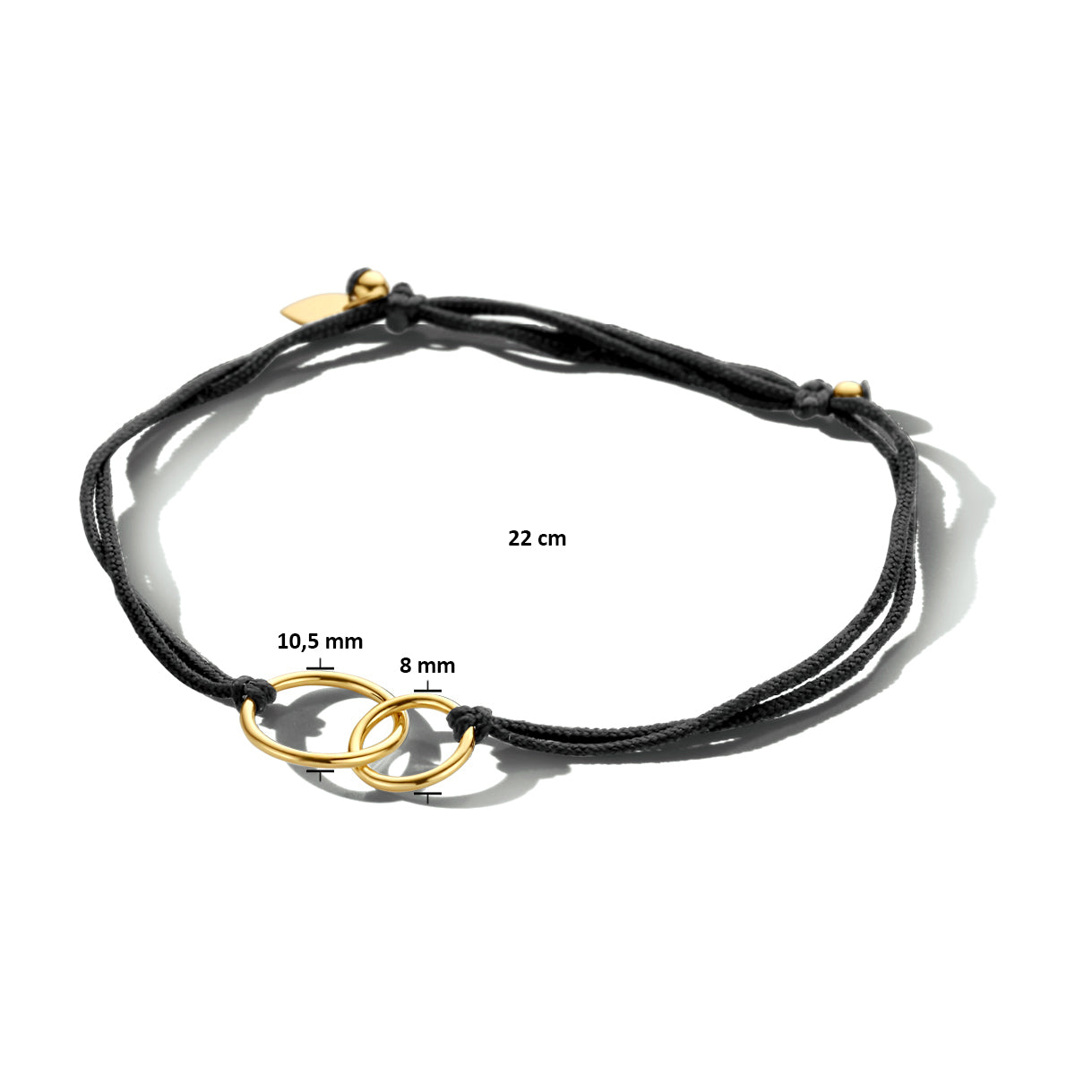 Armband katoen rondjes 22 cm zilver verguld (met rubber/nylon/etc.)