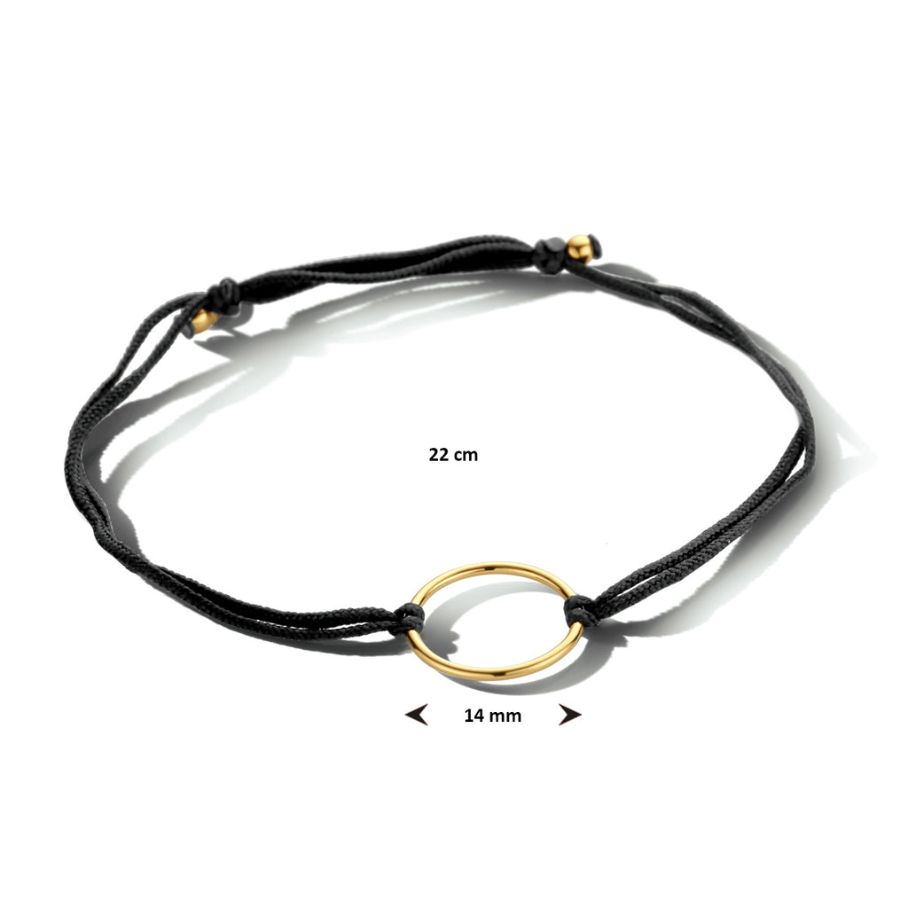 Armband katoen rondje 22 cm zilver verguld (met rubber/nylon/etc.)