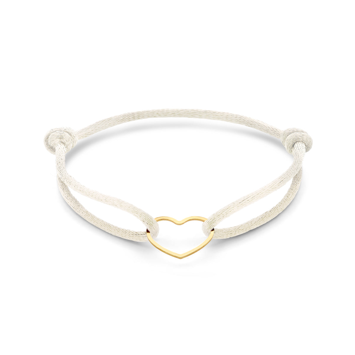 Armband satijn hart 13 - 26 cm zilver verguld (met rubber/nylon/etc.)