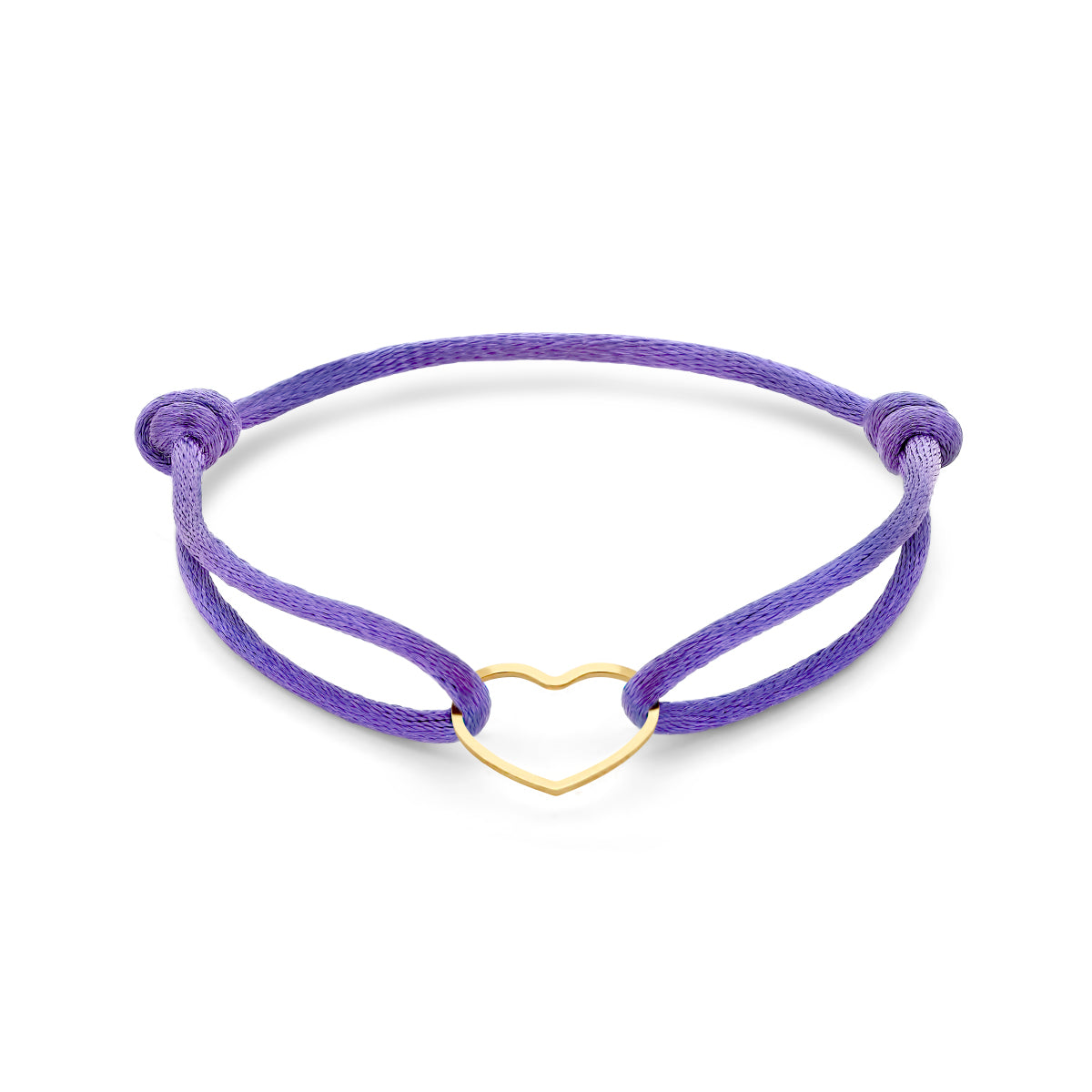 Armband satijn hart 13 - 26 cm zilver verguld (met rubber/nylon/etc.)