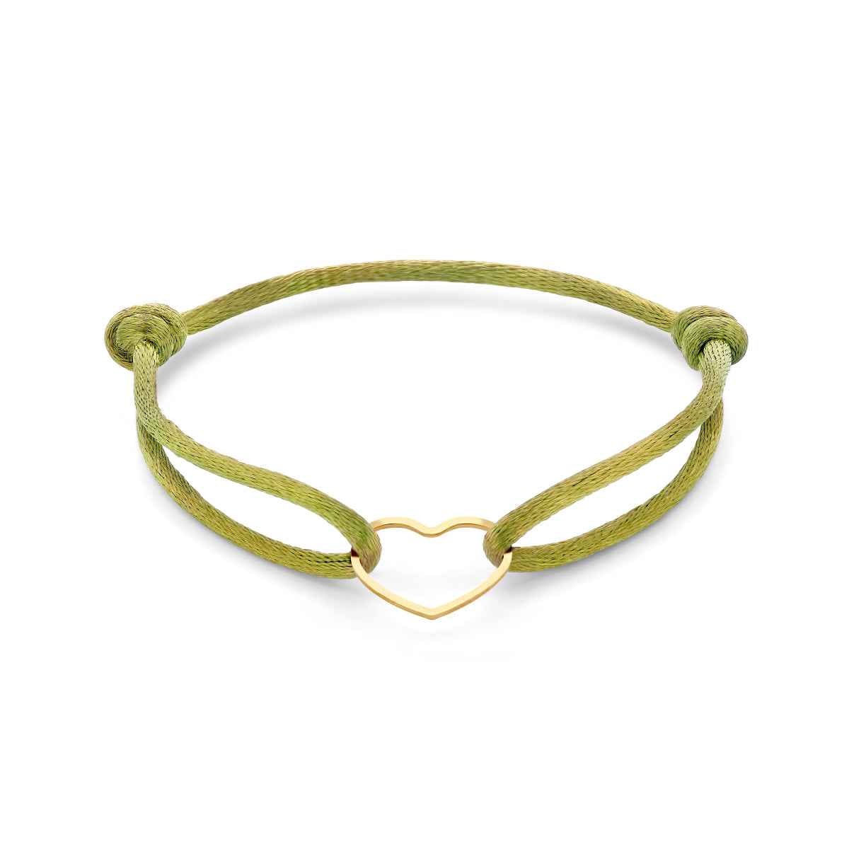 Armband satijn hart 13 - 26 cm zilver verguld (met rubber/nylon/etc.)