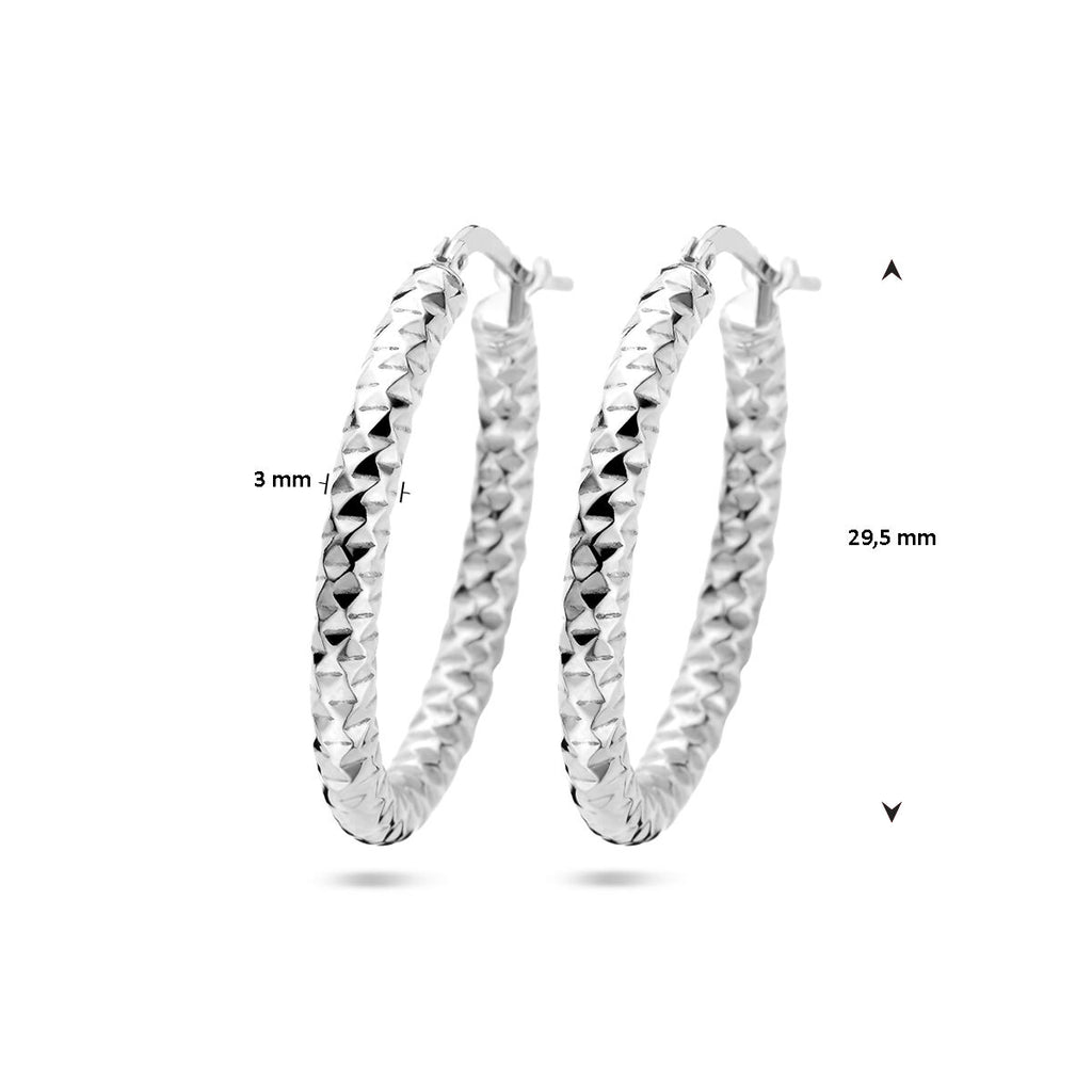 Ohrringe 3,0 mm Rundrohr diamantiert Silber rhodiniert