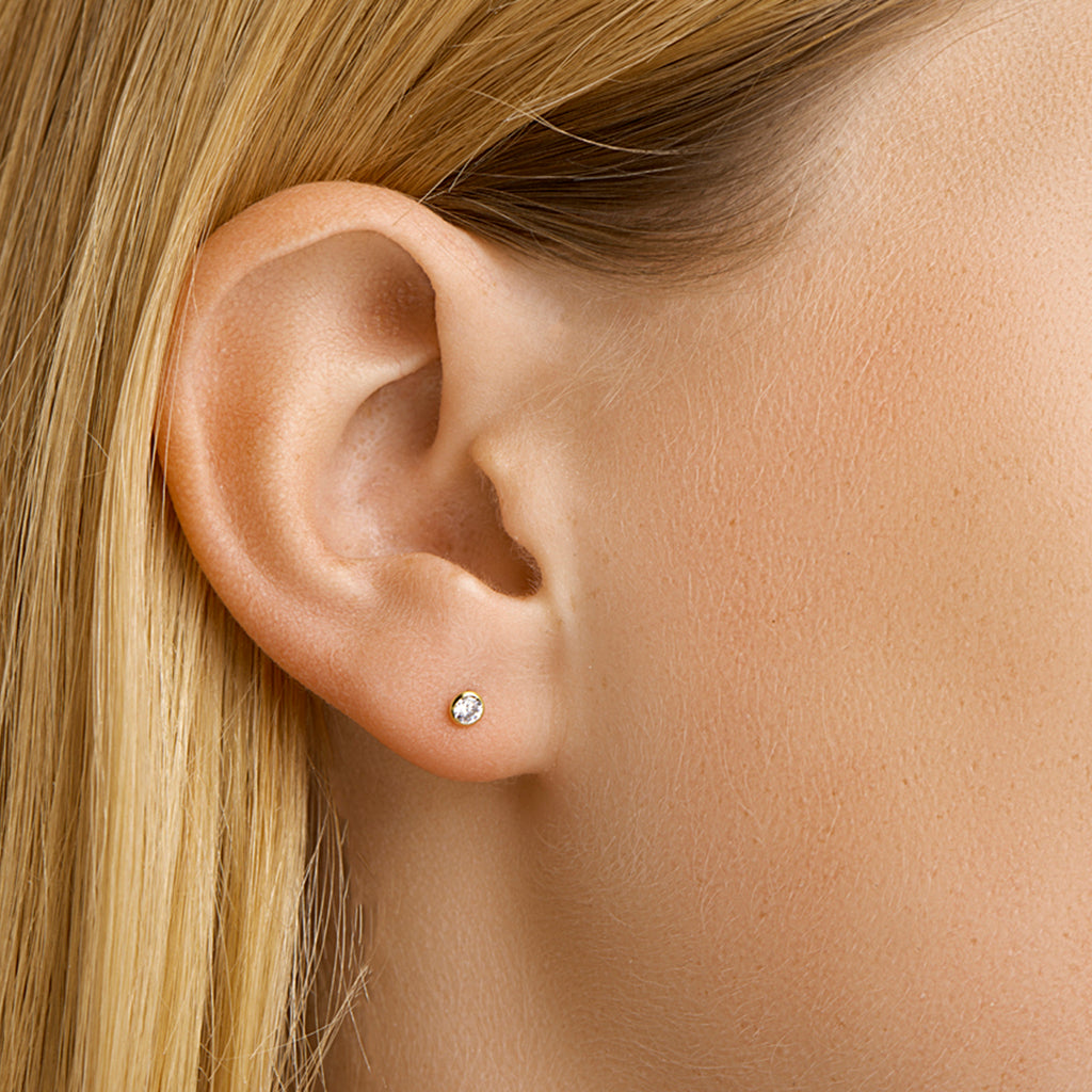 oorknoppen zirkonia 14K geelgoud
