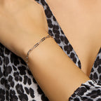 Armband Büroklammer Flachrohr 3,8 mm 16 + 3 cm Silber rhodiniert