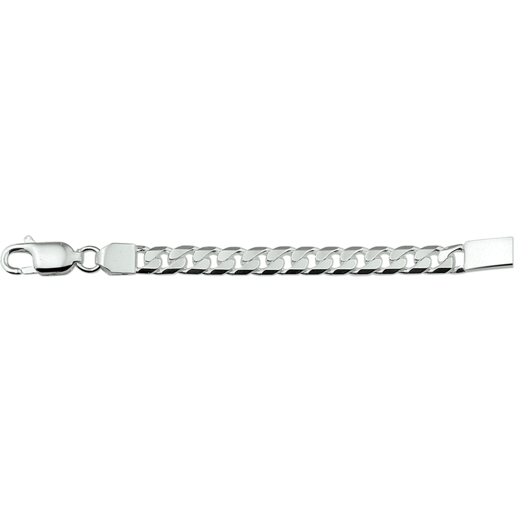 Gravurarmband Gourmette 6 Seiten geschliffene Platte 6,0 mm Silber weiß