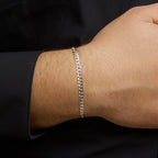 gourmette 6 zijdes geslepen 4,3 mm zilver wit