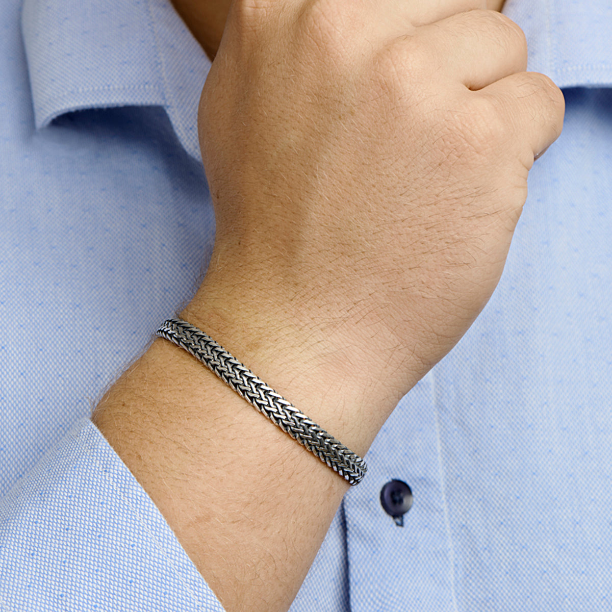 Armband Oxi Fuchsschwanz 7 mm 20 cm Silber oxidiert