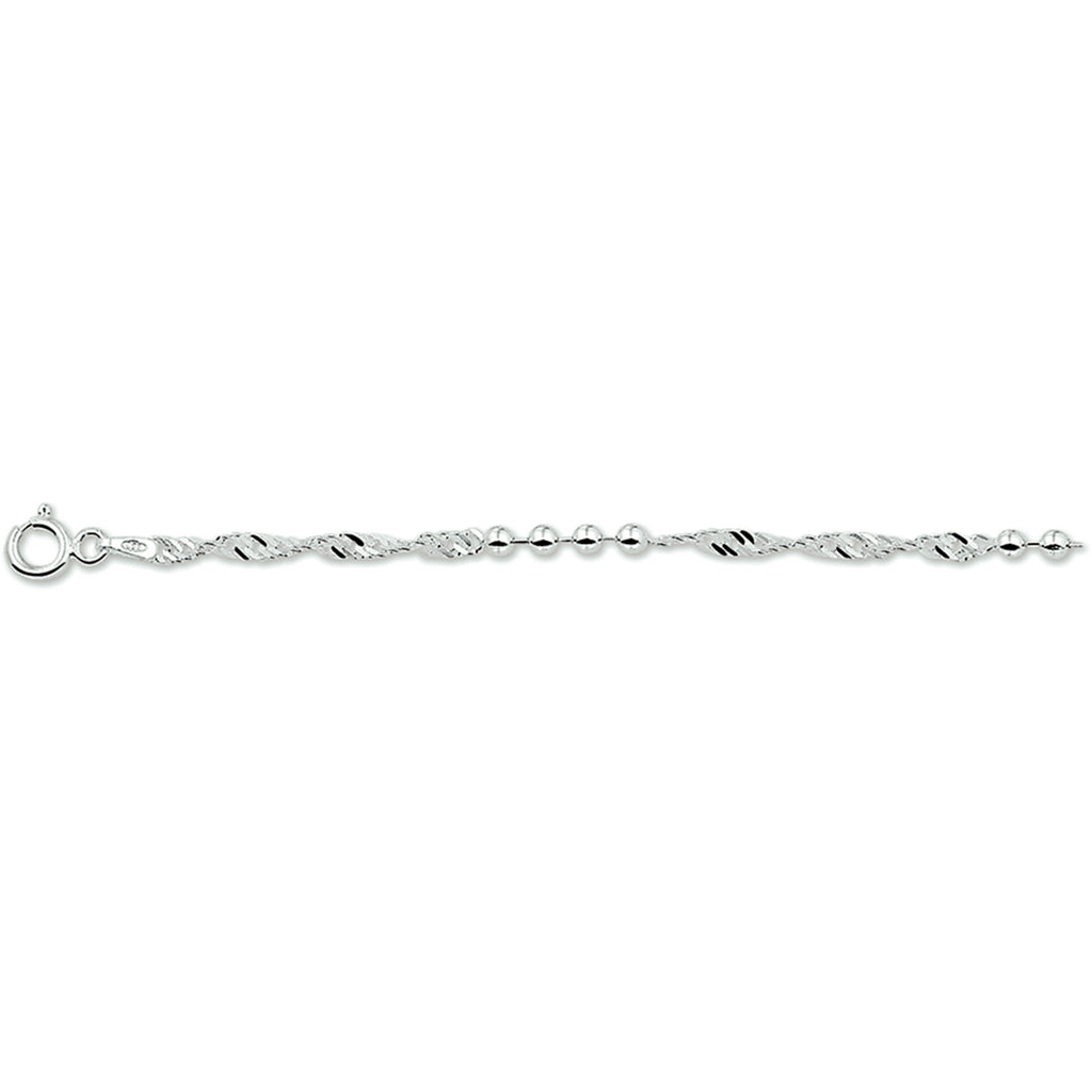 Armband Singapur und Kugeln 3,0 mm 18 cm silberweiß