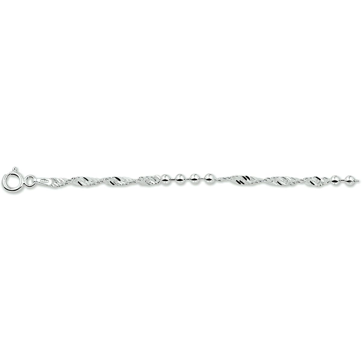 Armband Singapur und Kugeln 3,0 mm 18 cm silberweiß
