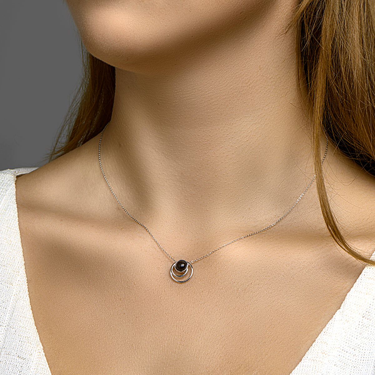 Anhänger Onyx Silber rhodiniert