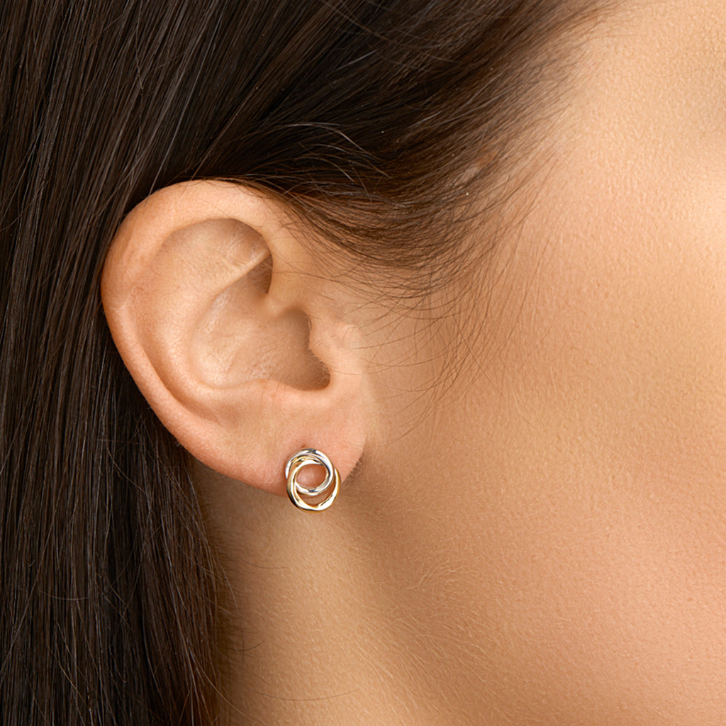 oorknoppen rondjes 14K bicolor goud geel/wit
