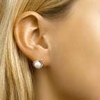 oorknoppen parel en zirkonia zilver gerhodineerd