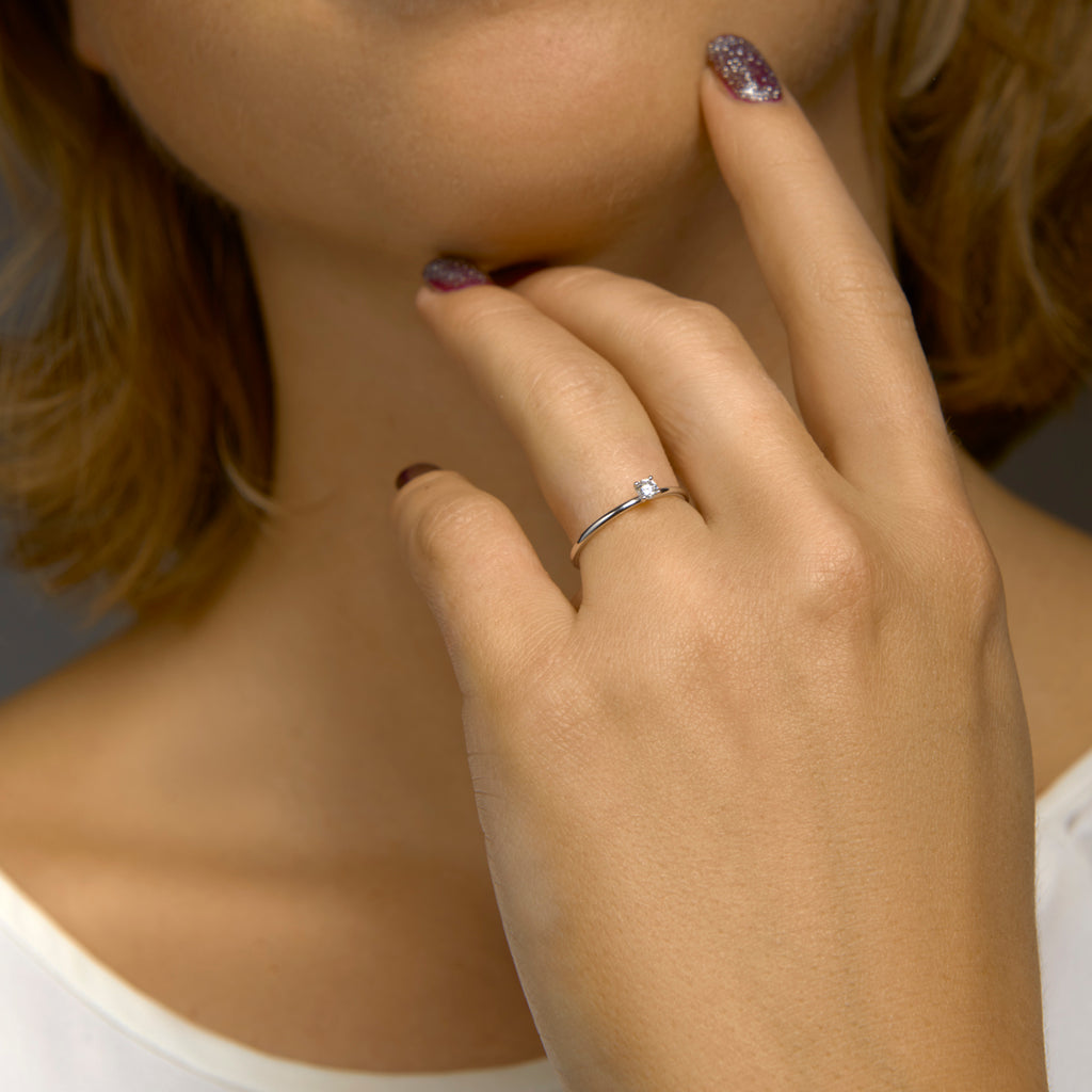 ring diamant 0.10ct h si 14K witgoud met palladium