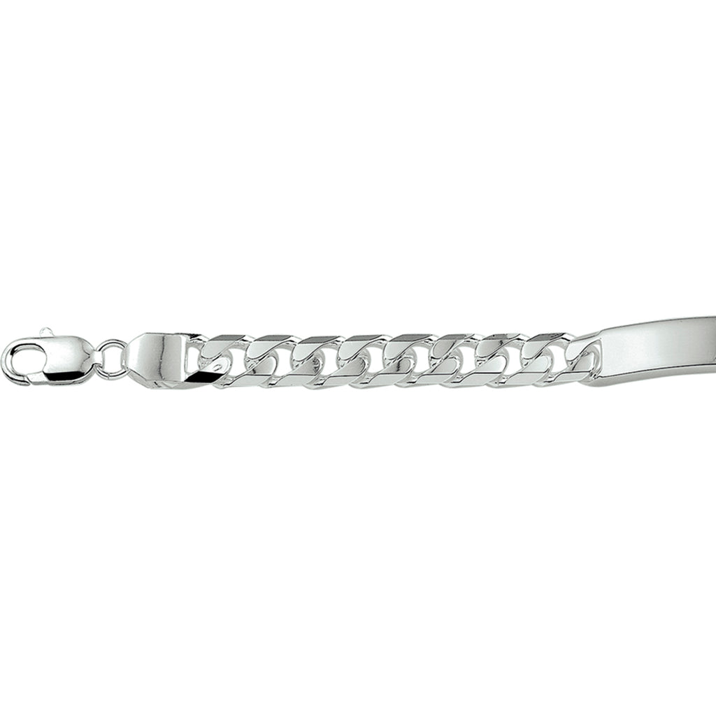Gravurarmband Gourmet-Kette 6 Seiten geschliffen Platte 8 mm Silber weiß