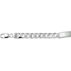 Gravurarmband Gourmet-Kette 6 Seiten geschliffen Platte 8 mm Silber weiß
