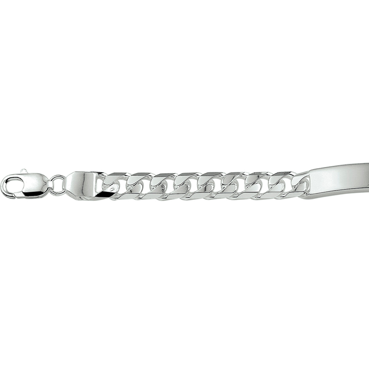 Gravurarmband Gourmet-Kette 6 Seiten geschliffen Platte 8 mm Silber weiß