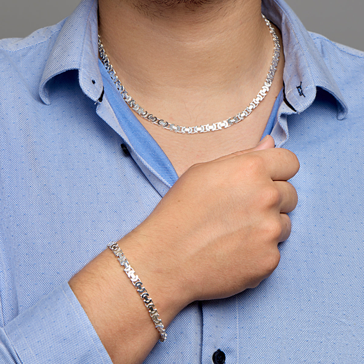 Armband King flach 6,5 mm Silber rhodiniert