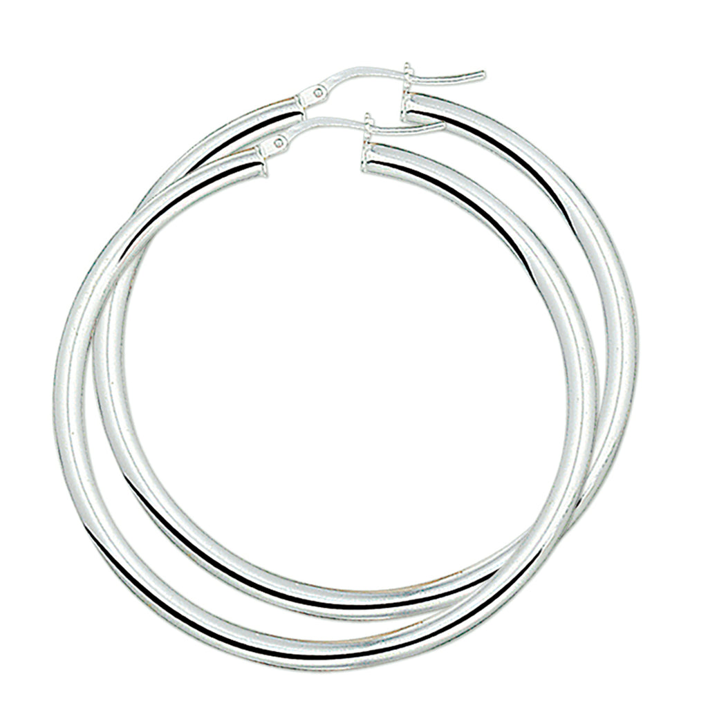 Ohrringe 4,0 mm Rundrohr Silber weiß
