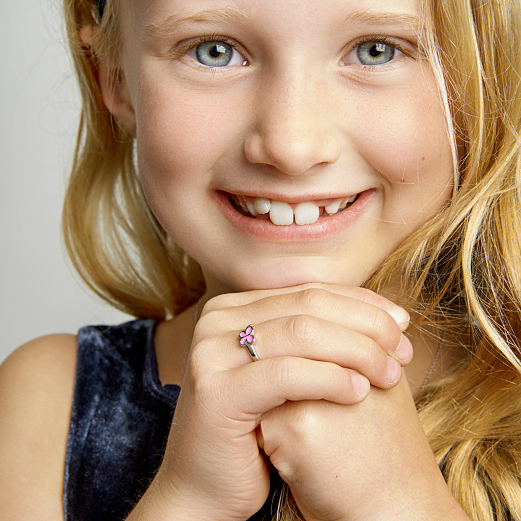 ring vlinder emaille zilver gerhodineerd