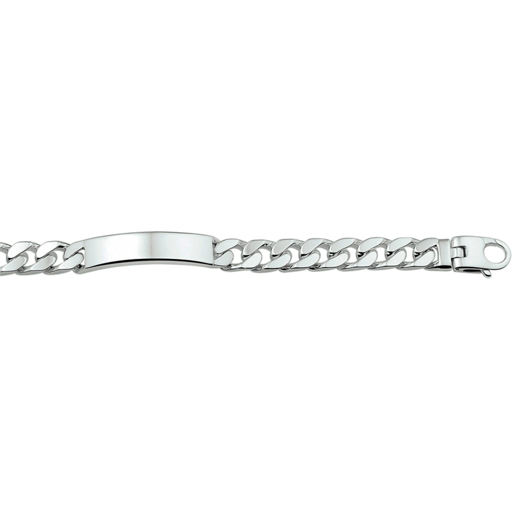 graveerarmband gourmette plaat 10 mm 21 cm zilver wit