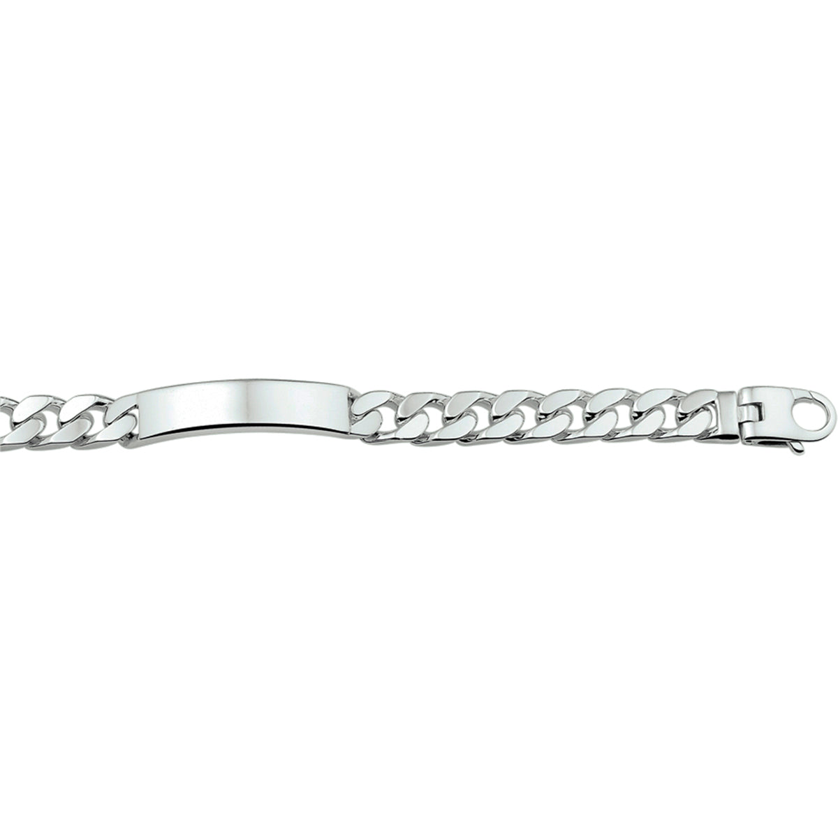 graveerarmband gourmette plaat 10 mm 21 cm zilver wit