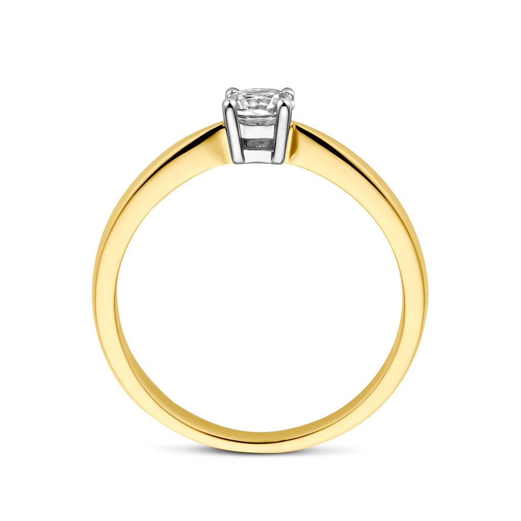 ring zirkonia 14K bicolor goud geel/wit
